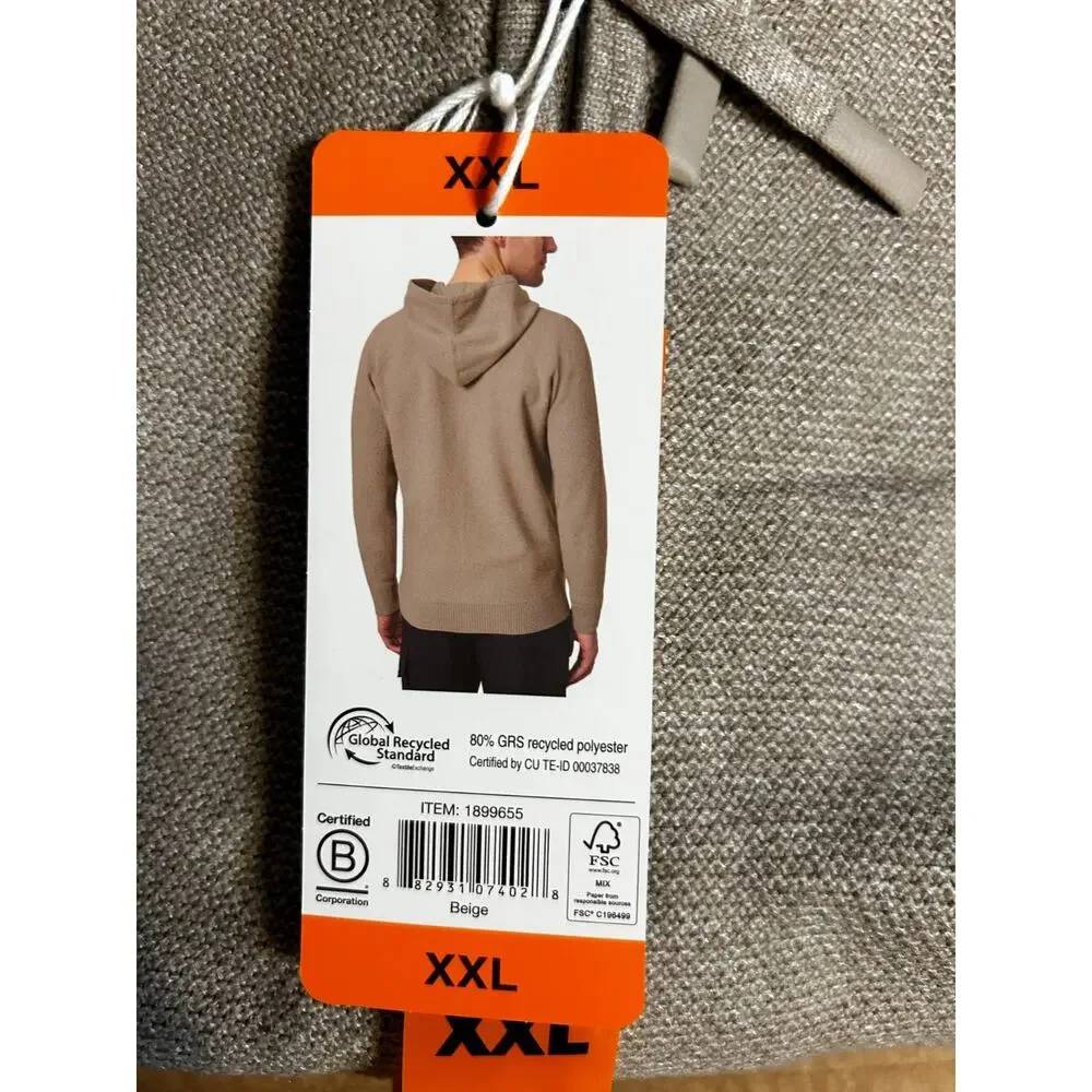 Modern Ambition Men's Full Zip Hooded Sweater Beige XXL